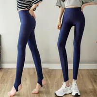 Women's Leggings Summer Glossy Blue High Elastic Thin Pants Women's Foot Step Knitted Plus Size Tight Trousers