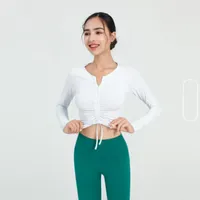 2022 New Alo Yoga Top Autumn Hiver Half Zipper Skinny Sports Long Sleeve Outdoor Slim Pilates Yoga DrawString T-shirt