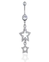 D0711 Double Stars Belly Dear Button Ring Clear 14Ga 10mm Length2017723