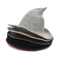 Women Modern Witch Wool Hat Foldable Costume Sharp Pointed Knit Felt Halloween Party Hats Witches Hat Warm Cap6974673