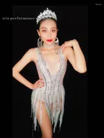Stage Wear Tassel Sparkly Sequin Latin Modern Jazz Chacha Tango Dancing Birthday Party Bar Live Show Entertainment Host Model
