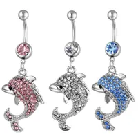 D0042 3 colors nice style Belly Button Navel Rings Body Piercing Jewelry Dangle Accessories Fashion Charm Dolphin 20PcsLot1964730