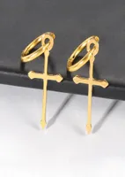 Stud Fashion Hoop Cross Drop Dangle Ear Studs Earrings For Women Harajuku Style Gold Color Clous D039oreilles Charm Jewelry Guy6059159