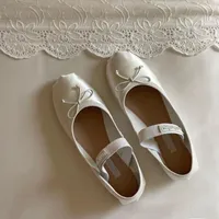 Sapatos casuais sapatos de dan￧a plana senhoras e meninas el￡stica Mary Jane New Ballerina Satin Bow confort￡vel