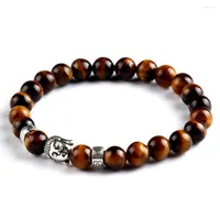 Strand Pulseras Mujer Black Lava Stone Buddha Beads Bracelet Elastic Charm Rope Chain Natural For Men And Women Jewelry