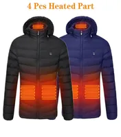 4 Pcs Heated Part Heated Jackets Vest Down Cotton Mens Women Outdoor Coat USB Electric Heating Hooded Jackets Warm Winter3849350