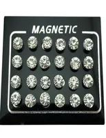 Stud REGELIN 12 Pairlot 4567mm Round Crystal Rhinestone Magnet Earring Puck Women Mens Magnetic Fake Ear Plug Jewelry4788414