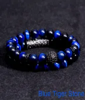 2pcset Natural tiger eye pearl beads bracelet set jewelry for men and women elastic material Wrist Strap mens bracelets femme i4271478