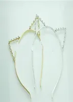 Whole Fashion Party Pearl Crystal Rhinestone Headwear Punk Hair Wrap Cat Ear Headband Silver Gold Color6988770