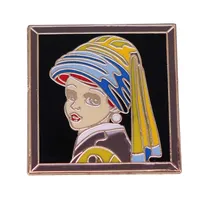 Śliczna bajkowa dziewczyna z perłowym kolczykiem emaliowanym kreskówkową broch akcesoria mody odznaki biżuterii