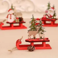 Christmas Decorations Year 2022 Pendant Wooden Painted Wood Craft Xmas Tree Drop Ornaments For Home Kids Toys Gifts