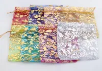 8 colors 9x12cm Gold Rose Design Organza Jewelry torebki torebki cukierkowe gb038 sell8497883