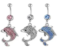 D0042 3 colors nice style Belly Button Navel Rings Body Piercing Jewelry Dangle Accessories Fashion Charm Dolphin 20PcsLot7532188