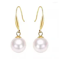 Kolczyki Dangle Jicai Real 18K Gold Natural Seawater Pearl Drop Pure Au750 Haczyki dla kobiet Prezent biżuterii
