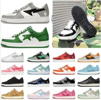 Classic Camouflage shoes Bapestas Baped men's and women's Running Shoes fashion SK8S OF black white green red orange five-star soft leather sneakers platform
