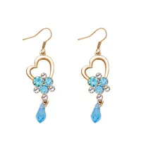 Dangle Earrings ER-00314 Korean Fashion Crystal Earings Birthday Gift Gold &amp; Silver Plated Heart Women Items