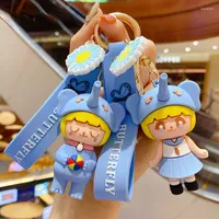 Keychains Fashion Cute Astronaut Leather Bag Car Keychain Plastic Soft Rubber Doll Pendant Key Holder Ring Accessories Jewelry Gift