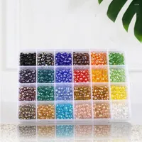 Decoraciones de arte de uñas 1200 piezas/caja Beads de vidrio de cristal de 6 mm con agujero para bracelé de bricolaje Collar de joyería