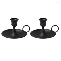 Candle Holders Practical 2PCS Pillar Stand Black Simple Candelabra For Dining Room Home Decoration