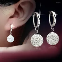 Dangle Earrings 925 Silver Crystal Ball Female Crystals From Austrian Fashion Anti-allergic Fine Jewelry Earring For Women
