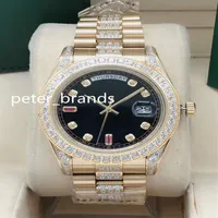 Automatic Men Watch 41mm Gold Case Stones Consolènes et diamants au milieu du bracelet 5 Color Full Works Wrist Montres High Qual2818