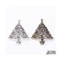 Charms 50 Pcs Large Size Christmas Tree Charm Marry Day Charms Pendant In Antique Sier Bronze Color 62X48Mm C3 Drop Delivery Jewelry Dh3V9