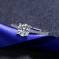 Cluster Rings Moissanite Wedding Band Classic 4 Prong For Women Sterling Silver Brilliant Diamond Proposal Ring Fine Jewelry