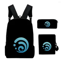 Backpack Trendy Genshin Impact 3D Print 3pcs Set Pupil School Bags Laptop Daypack Inclined Shoulder Bag Pencil Case