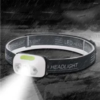 Headlamps Mini Rechargeable LED Headlamp Body Motion Sensor Headlight Camping Head Light Torch Lamp With USB Cable Headband