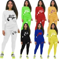 2023 Brand Women Letter Tracksuits Winter Spring Plus Size S-3XL 2 Piece Sets Fashion Pullover Casual Hoodies Pants Crew Neck Long Sleeve Outfits DHL 9080