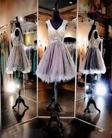 Major Beaded Cheap Cocktail Dresses Newest V Neck Cap Sleeves A Line Ruffles Homecoming Dress Tulle Zipper Back Sexy Short Party G2777966
