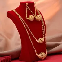 Naszyjnik Zestaw Gligli luksus Dubai 24K złoty kolor dla kobiet dziewczęta afrykańskie prezenty ślubne biżuteria ślubna
