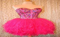 2017 New Pink Aline Beading Short Homecoming Dress Beaded Crystals Lace Up Graduation Prom Party Gown BM1005260552