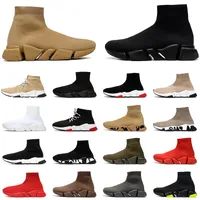 Designer Sneakers Casual Shoes Woman Boots Fashion Luxury Balenciaga Socks Shoe Triple Black White All Red Brown Women Mens Speed 2.0 Trainers Clear Sole Loafers