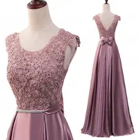 Elegant Vback Evening Dress Long 2018 Scoop Appliques Banquet Party Dress Stunning Satin Prom Dresses Robe De Soiree vestido de f1551920