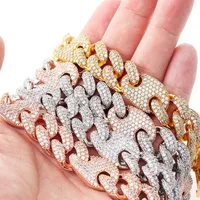 Diamond Cuban Link chain Men Gold Plated Full CZ Jewelry Mens bracelets hip hop Bracelet zircon braclet212S