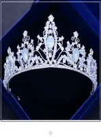 Luxury Ice Blue Princess Tiara Alloy Plated Crystal Bridal Crown Wedding Party Accessory High Quality Rhinestone Hair Jewelry Brid9988364