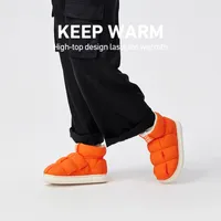 Boots UTUNE High Top Women Ankle Slippers For Home Warm Plush Men's House Flats Anti-slip Platform Outside Splash-proof Snow 221205