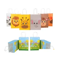 Verpackungstaschen Geschenkverpackung 12pcs Safari Tiere Tasche Box für Jungle Party Kindergeburtstagsbedarf Babyparty Süßigkeitenbeutel Cookie Packing Dr. Dh75g