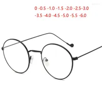 Sunglasses Frames Women Men Oval Optical Glasses Frame With Degree Ultralight Metal Vintage Myopia Prescriptio -0.5 -1.0 -1.5 -2.0 To -4.0