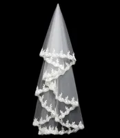 2021 selling Wedding Veils Two Layers Appliques Lace Edge Elegant Elbow Length Cheap Bridal Veil7688861