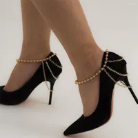 Anklets 2022 Fashion Women Multilayer Geometric Tassel Claw Chain Diamond Anklet Sexy Party Shoe Accessories