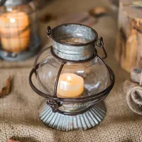Candle Holders Glass Retro Mała pleśń Przezroczysta okrągła Tealight Vintage Supporto di Candela Decorations