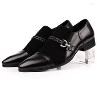 Dress Shoes Large Size EUR45 Fashion Pointed Toe Black Summer Loafers Wedding Man Genuine Leather Social With Buckle