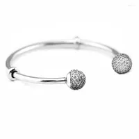 Bileklik 925 Sterling-Silver-Jewelry Bangles Kadınlar için DIY Takı Est Köpüklü Açık Boncuklar Takılar