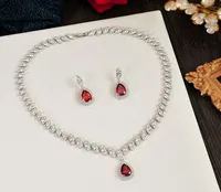 Elegant Charm Bridal Jewelry Sets Classical Rhinestone Water Drop Party Wedding Jewelry Cubic Zircon Necklaces and Earrings2241620
