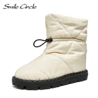Boots Smile Circle Ankle Women Winter Snow Nylon Quilted Cotton Filler Warm Short Plush Lining Shoes For 221205