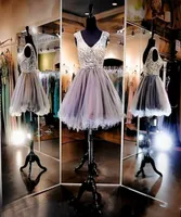 Major Beaded Cheap Cocktail Dresses Newest V Neck Cap Sleeves A Line Ruffles Homecoming Dress Tulle Zipper Back Sexy Short Party G7384039