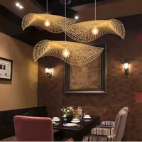 Pendant Lights Lamp Fixtures E27 Base Single Head Decorative Bamboo Wicker Chandelier Hanging Ceiling Light for Living Room 1205