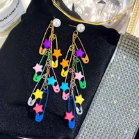 Dangle Earrings Hyun Ya Style Colorful Star Tassel Women's Paper Clip Long Holiday Trendy Ear Accessories